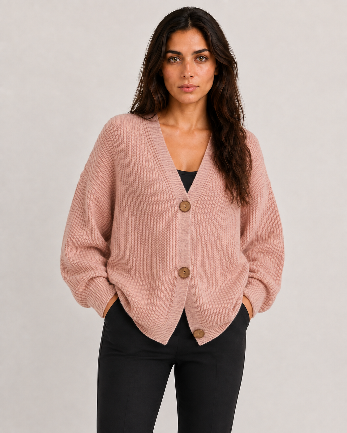 Oversize-Strickcardigan in Rosa am italienischen Model